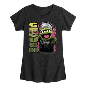 Girls' - Sesame Street - Oscar the Grouch Fitted Short Sleeve Graphic T-Shirt - 1 of 4