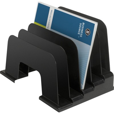 Business Source Large Step Desk Organizer 9-1/8"x9"x13-3/8" Black 62883