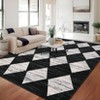Area Rug for Living Room Machine Washable Modern Checkered Rug Non-Slip Low Pile Bedroom,Indoor - 4 of 4
