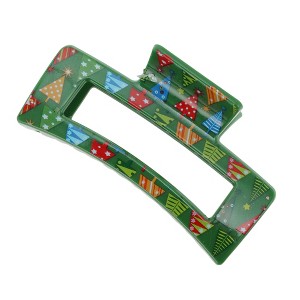 Unique Bargains Christmas Hair Clips Square Tree for Christmas 3.35"x1.77"x1.57" Green 1 Pc - 1 of 4
