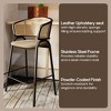 LeisureMod Ervilla Wicker Bar Stool with Fabric Seat and Black Steel Frame Beige Leather Set of 2 - 4 of 4
