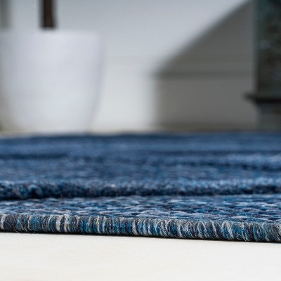 Navy Trellis Handmade Synthetic 3x5 Indoor/Outdoor Rug