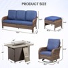 Buenhomino Patio Furniture with Fire Pit, Wicker Outdoor Couch and Swivel Rocking Chairs, Propane Fire Pit Conversation Set - 3 of 4