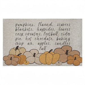 Stupell Industries Fall Pumpkin Sentiment Printed Outdoor Imitation Sisal Door Mat, design by Corinne Rose Designs - 1 of 4