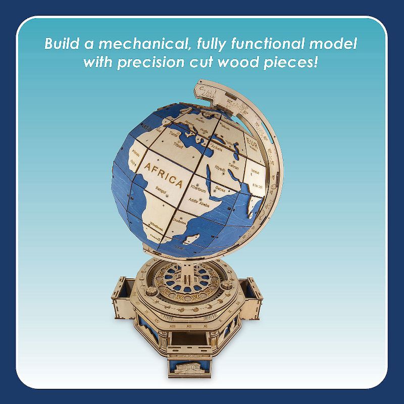 MindWare Gearjits: Globe – Wooden 3D Building Puzzle for Teens & Adults – DIY Construction Model – Great STEAM Gifts for Ages 12+, 2 of 5