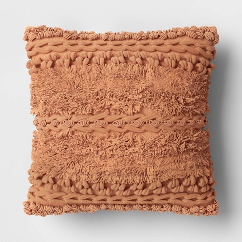 Tufted and Braided Striped Square Throw Pillow - Threshold™ - image 1 of 4