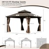 10X14 FT Outdoor Aluminum Patio Gazebo,Gazebo With Double Roof Canopy And Curtains,Galvanized Steel Hardtop Permanent Gazebo-Coolbibila - 4 of 4