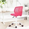 FurnitureR Study Desk Chair Armless Cute, Ergonomic Small Swivel Adjustable Rolling Lightweight Task Chair with Wheels, Hot Pink - 2 of 4