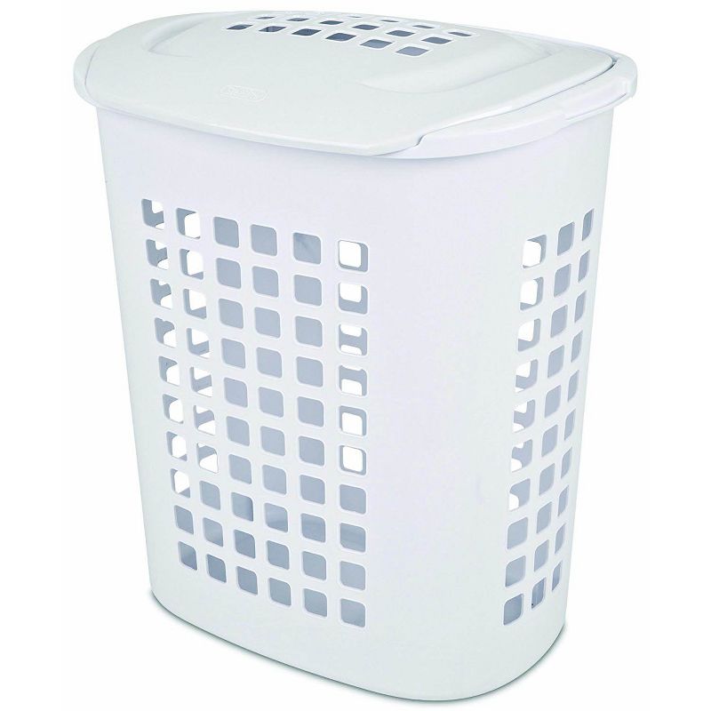 Sterilite Bushell 24 in Tall Lift Top XL Laundry Basket Hamper, White (4 Pack), 3 of 7