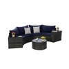 7-Piece Outdoor Patio Half-Moon Sectional Sofa Set with Tempered Glass Coffee Table - 2 of 4