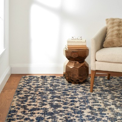 Indigo and Beige Hand-Knotted Jute Rug, 2' x 3'