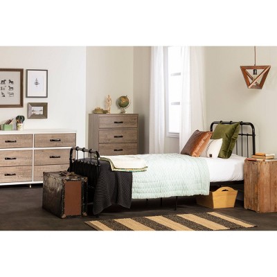 Twin Black Metal Platform Bed with Headboard and Footboard