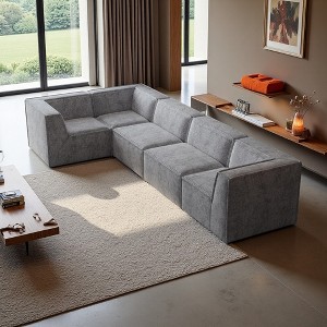 106" Chenille L-Shaped Modular Sectional Sofa, 5-Piece Oversized - 1 of 4