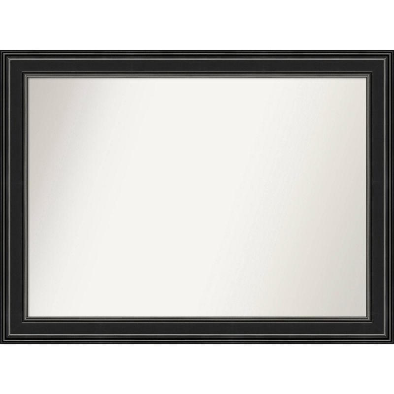 44&#34; x 33&#34; Non-Beveled Ridge Black Bathroom Wall Mirror - Amanti Art, 1 of 12