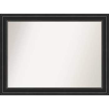 44" x 33" Non-Beveled Ridge Black Bathroom Wall Mirror - Amanti Art