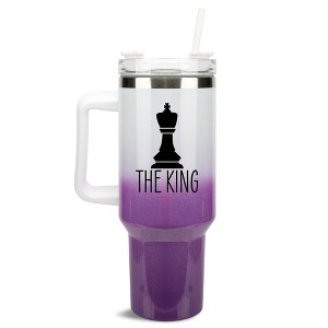 100 North The King Chess Piece Wrap-Around 40 Oz. Stainless Steel Water Bottle Coffee Mug, Spill & Leak Resistant, Travel Tumbler with Handle, Lid & - 1 of 4