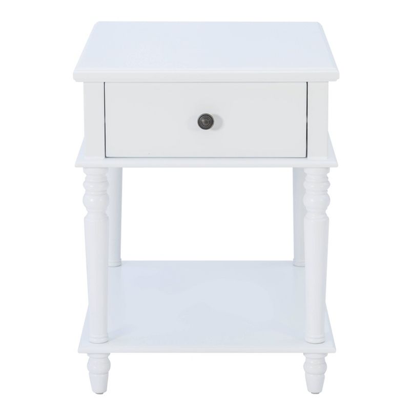 Miele Traditional Solid Wood with a Drawer and Shelf Side Table Pure White - Linon, 3 of 16