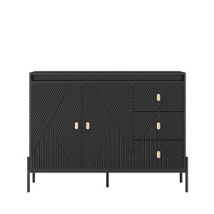 TIRAMISUBEST Black Modern Buffet Sideboard Cabinet - Mobile Storage for Dining & Living Rooms - 1 of 4
