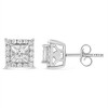 Haus of Brilliance Silver 1/4 Cttw Princess and Round Cut Diamond Halo Stud Earrings - 2 of 4