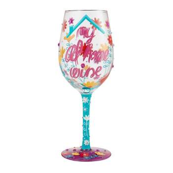 7.75 In My At Home Wine Hand Painted Wine Glasses