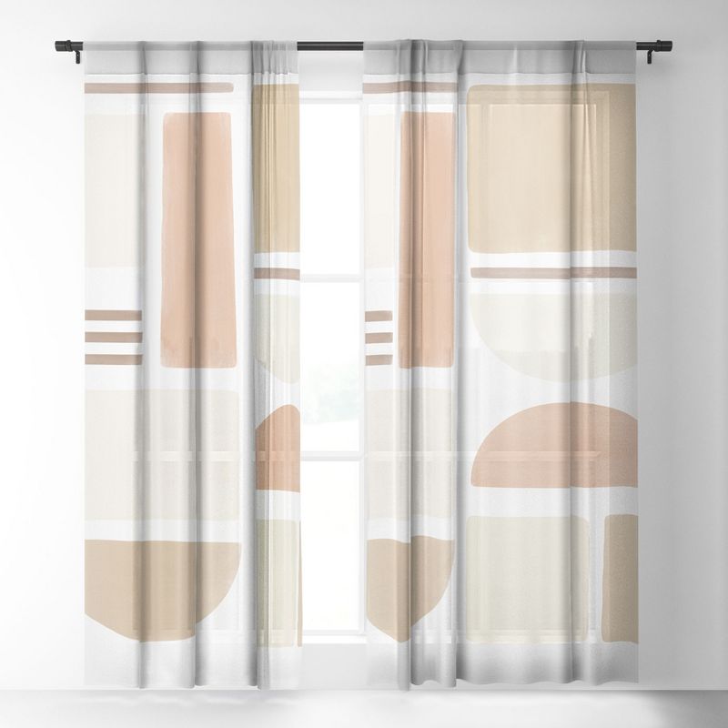 BohomadicStudio Geometric Shapes in Creme and Soft Pink Single Panel Sheer Window Curtain - Society 6, 2 of 7