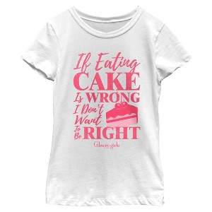 Girls Gilmore Girls If Eating Cake Is Wrong Pink Quote T Shirt - 1 of 4