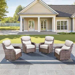 Outdoor Swivel Rocker Chair with 6 Inch Thick Cushion 2 in 1 Porch Glider Swivel Chair - Wicker Patio Furniture Patio Swivel Glider Seating - 1 of 4
