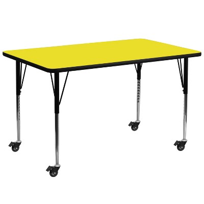 Flash Furniture Mobile 30''W x 72''L Rectangular HP Laminate Activity Table - Standard Height Adjustable Legs