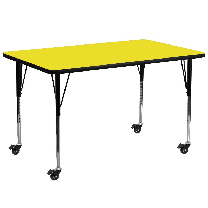 Emma and Oliver Mobile 30x72 Yellow HP Laminate Adjustable Activity Table, 1 of 3