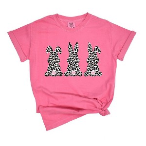 Simply Sage Market Women's Trio Leopard Bunnies Short Sleeve Garment Dyed Tee - 1 of 4