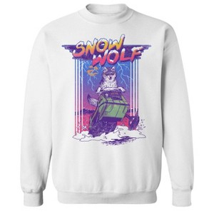 Rerun Island Men's Snow Wolf Long Sleeve Graphic Cotton Sweatshirt - 1 of 1