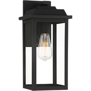 John Timberland Eastcrest Farmhouse Rustic Wall Light Sconce Textured Black Hardwire 7 1/4" Fixture Clear Glass Shade for Bedroom Bathroom Vanity - 1 of 4