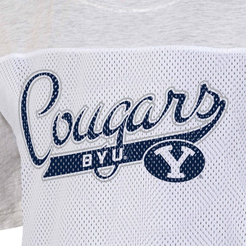 NCAA BYU Cougars Women&#39;s White Mesh Yoke T-Shirt, 3 of 4