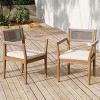 Outdoor Dining Chairs, Acacia Wood Frame Chairs with Armrests, Braided Rope Chair with Polyester Cushions-Coolbibila - 2 of 4