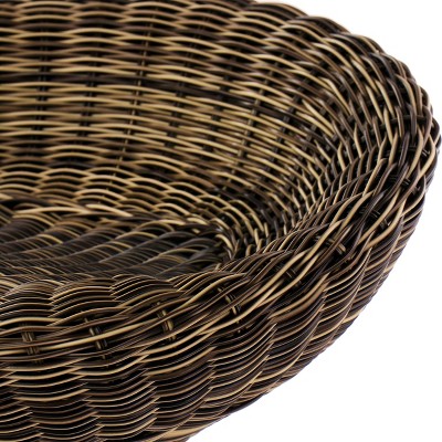 Adjustable Brown Wicker and Chrome Swivel Bar Stools, Set of 2