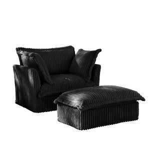 Dexmalle Corduroy Upholstered Slipcovered Armchair with Ottoman - 1 of 4