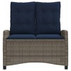 vidaXL Reclining Patio Bench with Cushions, Adjustable Backrest, Gray Poly Rattan, Navy Blue Cushions, Outdoor/Patio/Garden Seat, Steel Frame - 3 of 4