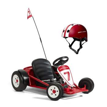 Radio Flyer 941 Hertz Battery Powered Adjustable Seat Kids Ultimate Outdoor Racing Go Kart Rider for kids Ages 3 to 8 Years Old, Red