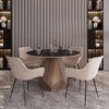 LeisureMod Nebo 47-Inch Modern Round Dining Table with Walnut Base and Glass/ Sintered Stone Top for Kitchen and Home - 2 of 4