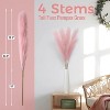 4 PCs Faux Pampas Grass Decor, 44 Inch Tall Fluffy Artificial Fake Flower Boho Decor, Bulrush Grass for Vase Filler, Farmhouse Home Wedding Decor - 2 of 4