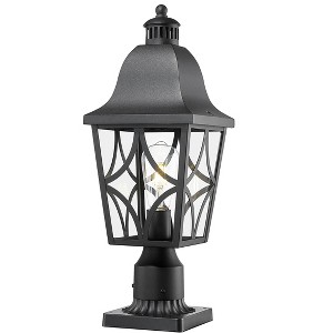 Gulches Outdoor Lamp Posts, 18-22" Vintage Black/Bronze Lanterns with Clear Glass, Waterproof for Garden, Patio, Pathway (1-2 Pack) - 1 of 4