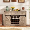 Tangkula Wine Bar Cabinet w/LED Lights & Doors Coffee Station w/ Adjustable Shelves Racks - 4 of 4