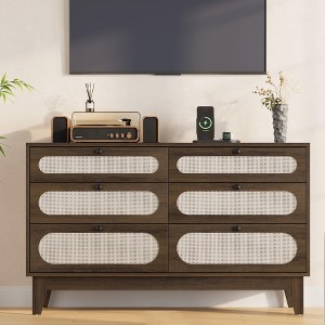 Rattan 6 Different Drawer Dresser for Bedroom - 1 of 4