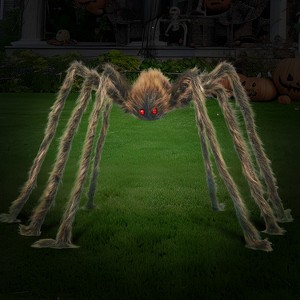 Joyfy 5 Ft Halloween Giant Spider Outdoor Decorations Scary Hairy Spider, Plush Spider for Yard Patio Lawn Garden Window Creepy Halloween Decor Props - 1 of 4