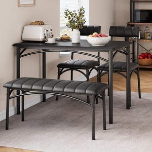 Garvee 4-Person Dining Set, Upholstered Chairs & Bench, Rectangular Kitchen Table Set for Small Space, Apartment, Home, Studio - 1 of 4