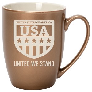 100 North United States of America 10 Ounce Bronze Metallic Finish, Comfortably Fits Your Hands, New Bone China Coffee Tea Cup Mug, USA United We - 1 of 1