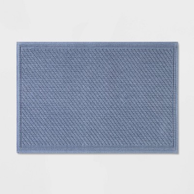 21"x30" Performance Solid Cotton Bath Mat Blue - Threshold™