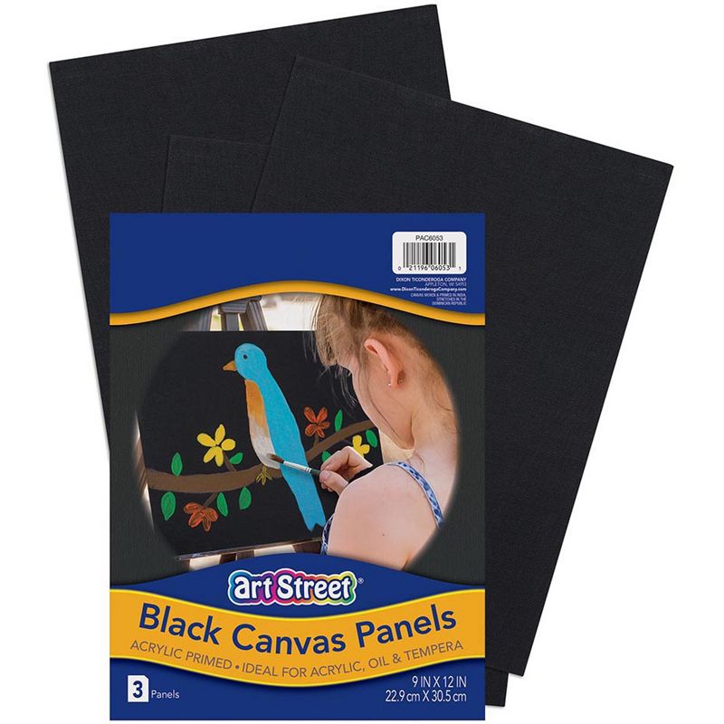 Prang® Canvas Panels, Black, 9" x 12", 3 Per Pack, 2 Packs, 2 of 3
