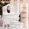 Kids Vanity with Lighted Mirror, Little Girls Vanity Table & Stool, Kids Makeup with Tri-Fold Mirror, Drawer & Storage Grid - 4 of 4