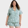 Women's Cloud Knit Short Sleeve Notch Collar Shirt and Shorts Pajama Set - Auden™ - 3 of 3